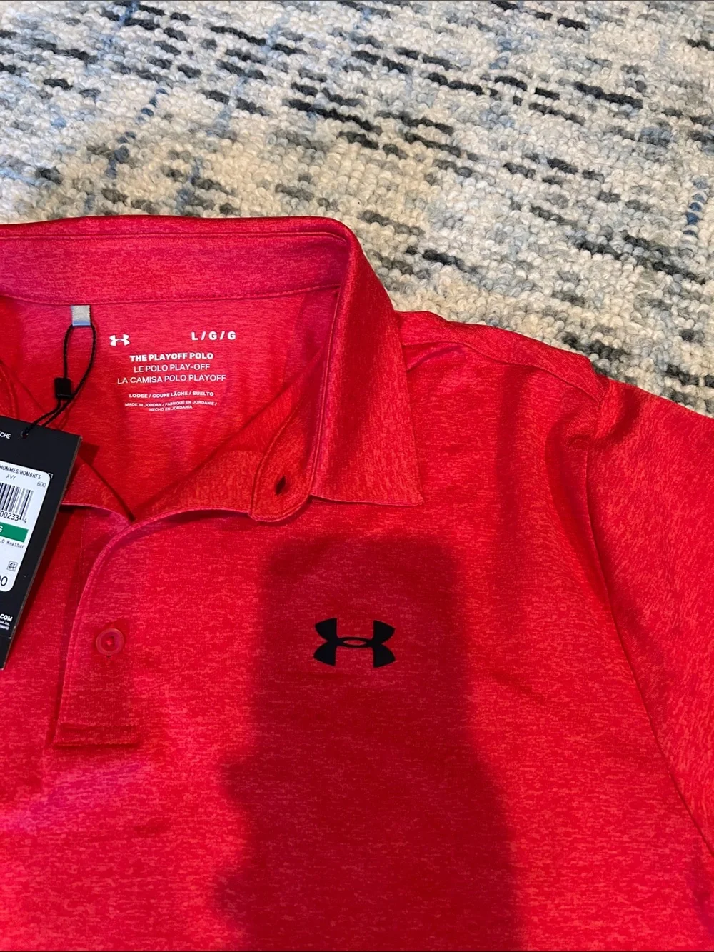Under Armour Men’s Red Heather Polo Shirt sz L - Picture 4 of 5